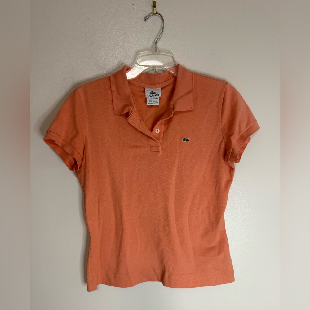 Lacoste Women's Short Sleeve Polo Top - Coral in size 42